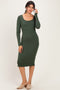 Olive Basic Square Neck Midi Dress