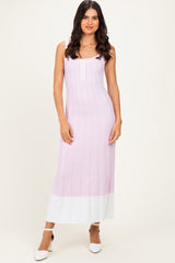 Light Pink Ribbed Colorblock Sleeveless Maternity Maxi Dress