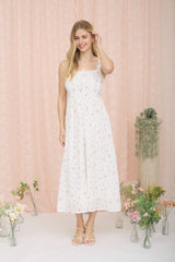 Pink Floral Lace Accent Sleeveless Maxi Dress