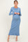 Denim Ribbed Knit Bow Back Maternity Maxi Dress