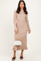 Sand Ribbed Knit Bow Back Maxi Dress