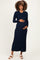 Navy Ribbed Long Sleeve Maternity Sweater Midi Dress