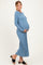 Denim Blue Ribbed Long Sleeve Maternity Sweater Midi Dress