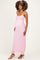 Pink Sleeveless Lace Square Neck Maternity Maxi Dress