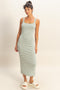 Sage Striped Fitted Midi Tank Dress