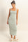 Sage Striped Fitted Midi Tank Dress