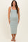 Sage Striped Fitted Maternity Midi Tank Dress