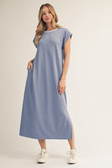 Denim Blue Side Slit Midi Dress