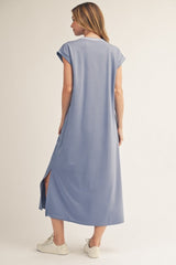 Denim Blue Side Slit Midi Dress