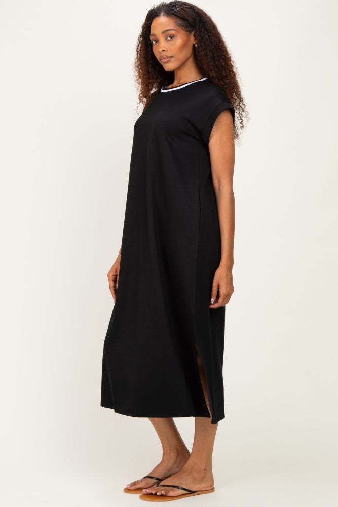 Black Side Slit Midi Dress