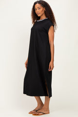 Black Side Slit Midi Dress