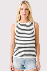 Navy Striped Stitch Detail Knit Tank