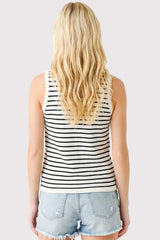 Navy Striped Stitch Detail Knit Tank