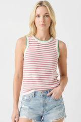 Pink Striped Stitch Detail Maternity Knit Tank