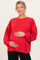 Red Oversized Cutout Back Maternity Sweatshirt