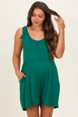 Forest Green Knot Strap Maternity Romper