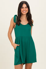 Forest Green Knot Strap Romper