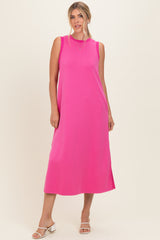 Fuchsia Sleeveless Maternity Midi Dress