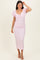 Light Pink Knit Twisted Bust Short Sleeve Midi Dress