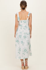 Sage Floral Smocked Maternity Midi Dress