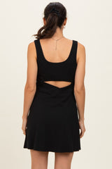 Black Ribbed Active Romper Dress