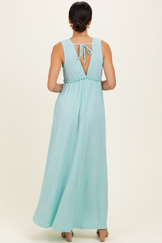Mint Sleeveless Deep V-Neck Maxi Dress