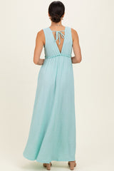 Mint Sleeveless Deep V-Neck Maxi Dress