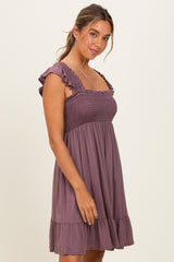 Plum Smocked Tiered Mini Dress