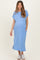 Cornflower Blue Pocket Front Maternity Midi T-Shirt Dress