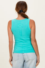 Mint Ribbed High Neck Tank Top