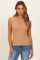 Camel Ribbed High Neck Tank Top