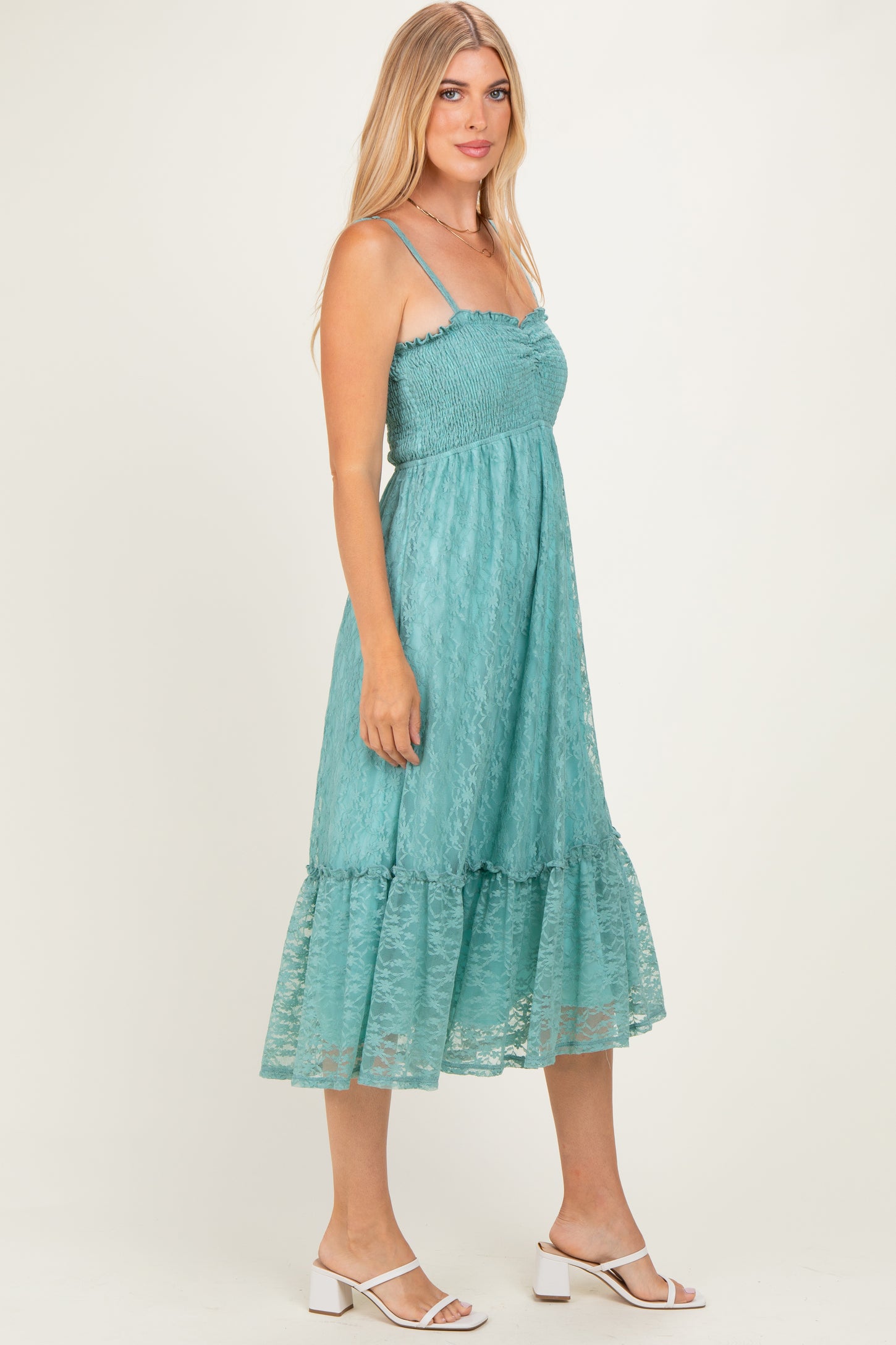 Sage Sleeveless Lace Maxi Dress