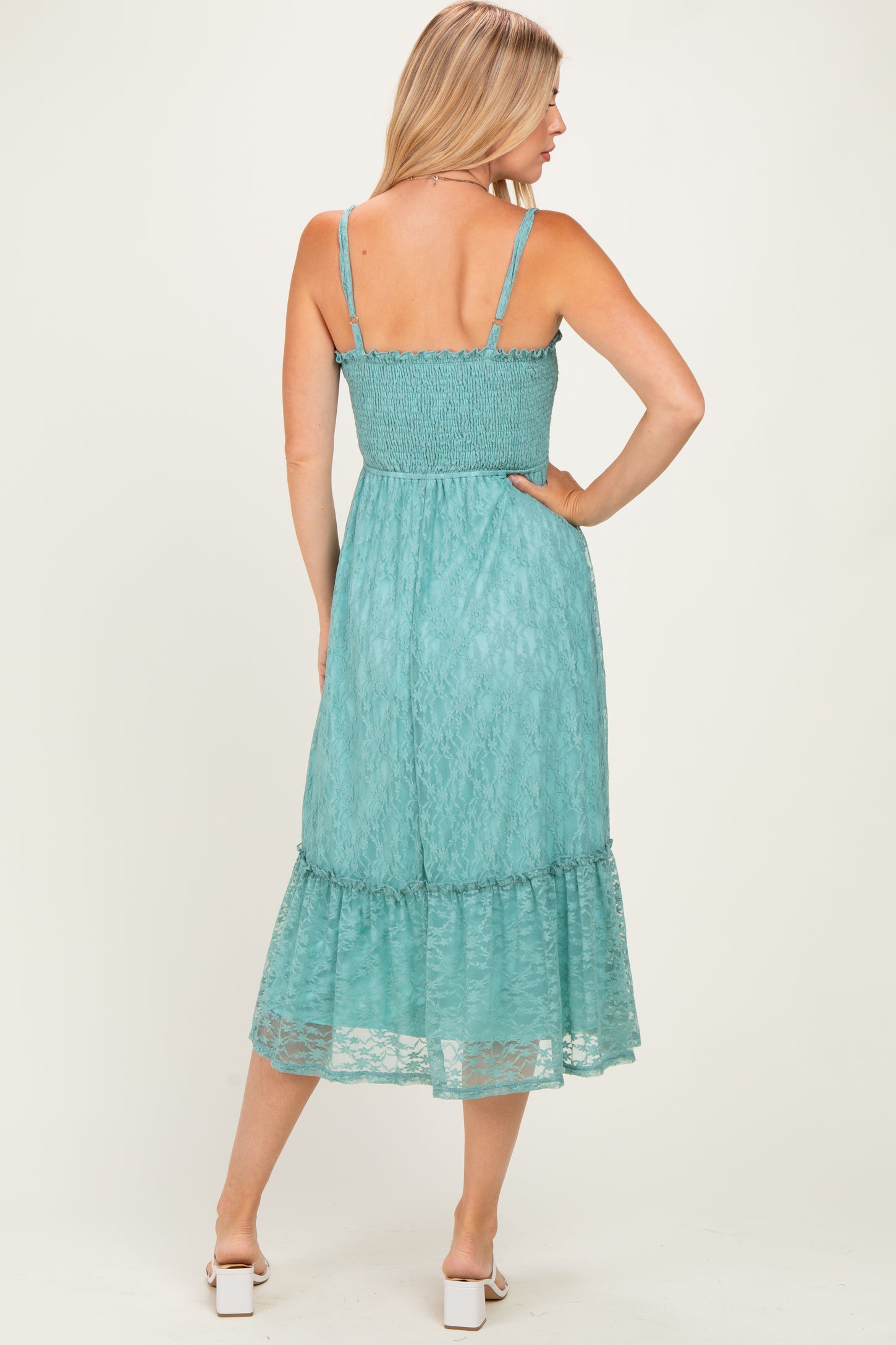 Sage Sleeveless Lace Maxi Dress