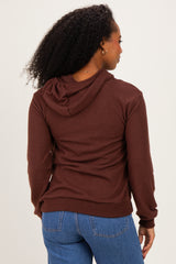 Burgundy Double Layer Long Sleeve Nursing Hoodie
