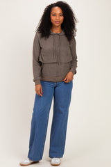 Mocha Double Layer Long Sleeve Nursing Hoodie