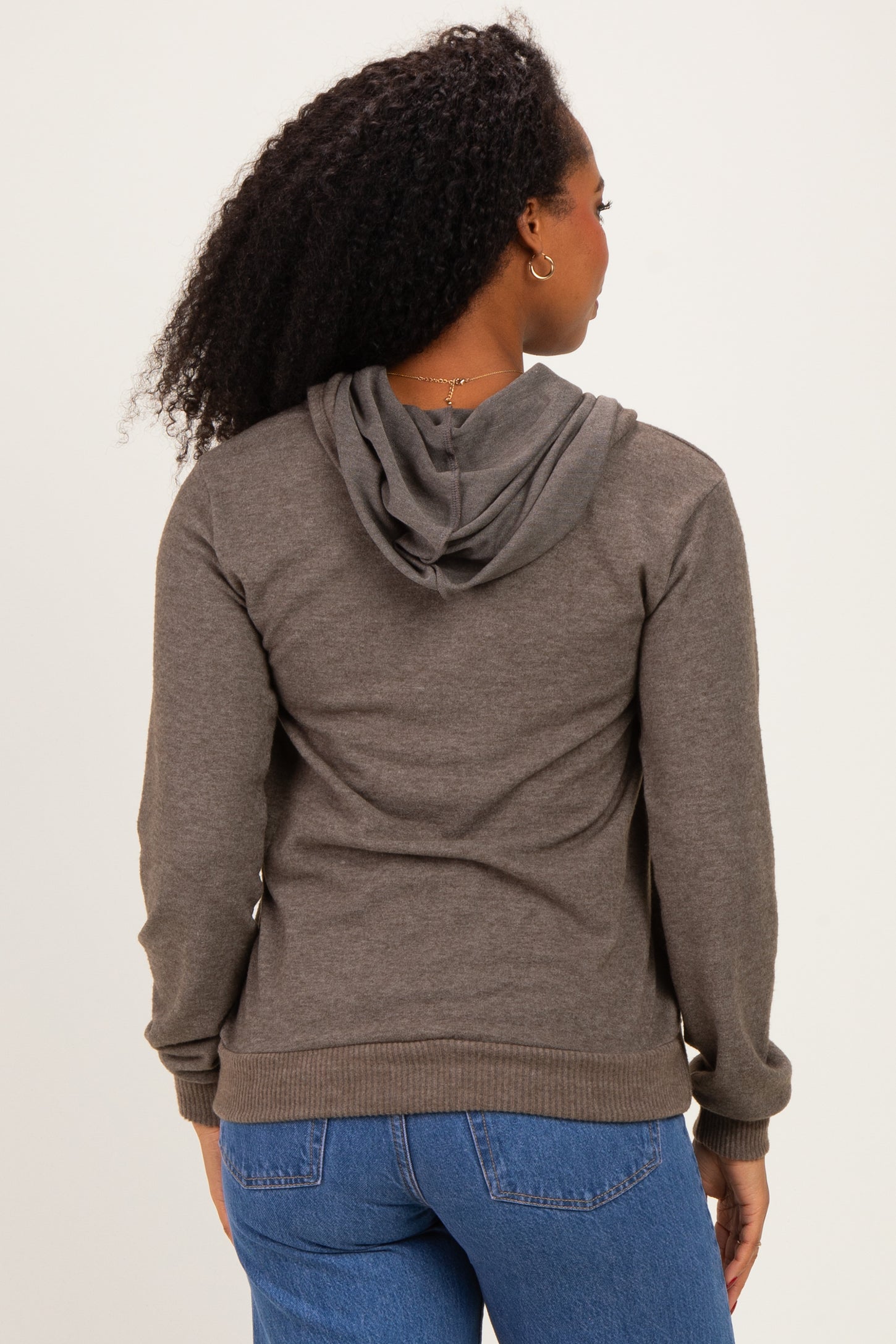 Mocha Double Layer Long Sleeve Nursing Hoodie