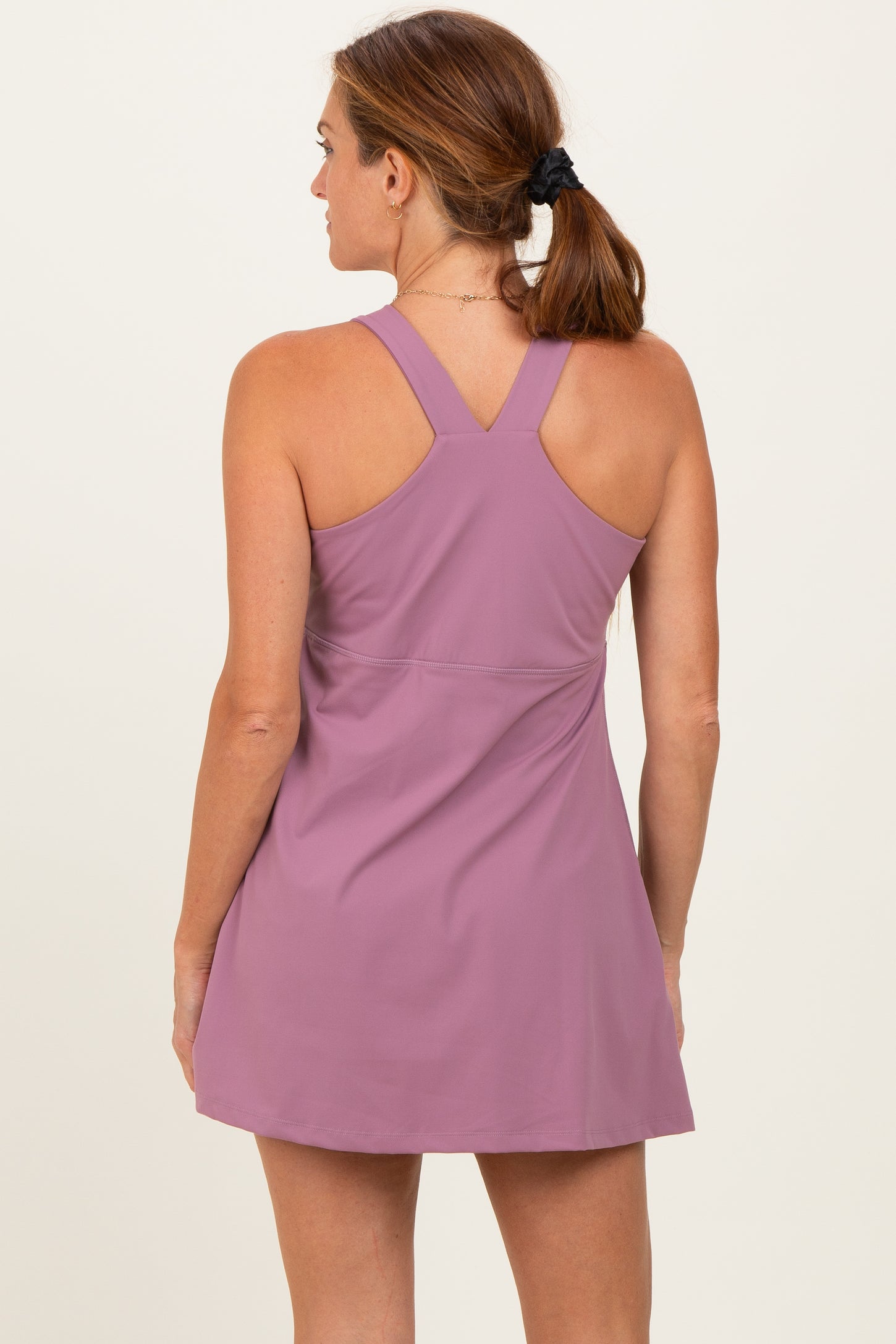 Dark Mauve Racerback Active Romper Dress