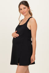 Black Racerback Active Maternity Romper Dress