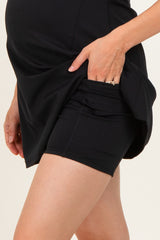 Black Racerback Active Maternity Romper Dress