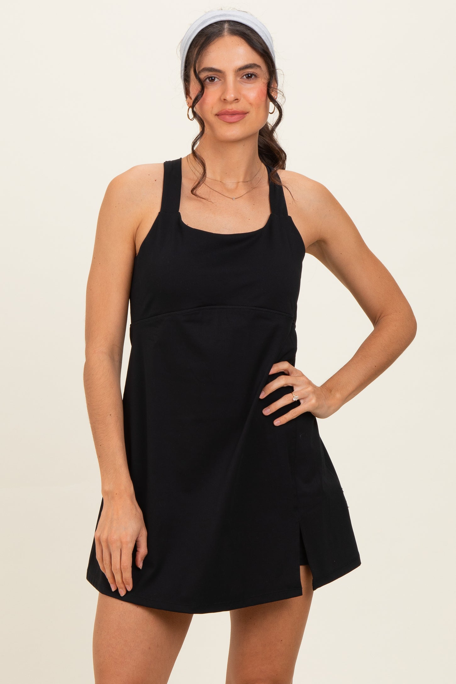 Black Racerback Active Romper Dress