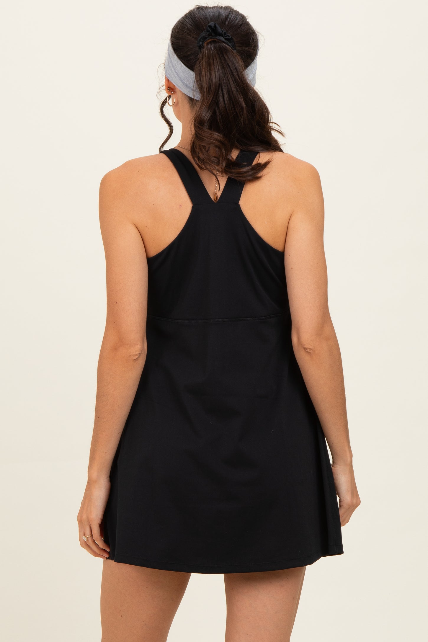 Black Racerback Active Romper Dress