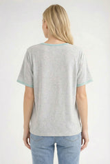 Heather Gray Contrast Trim Boxy Fit Tee