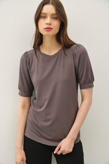 Charcoal Puff Sleeve Basic Top