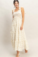 Yellow Floral Smocked Tiered Maxi Dress