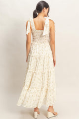 Yellow Floral Smocked Tiered Maxi Dress