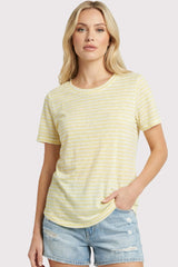 Yellow Striped Maternity Short Sleeve Top