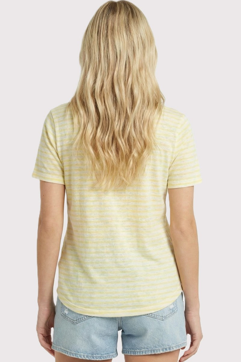 Yellow Striped Short Sleeve Top