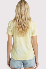 Yellow Striped Short Sleeve Top