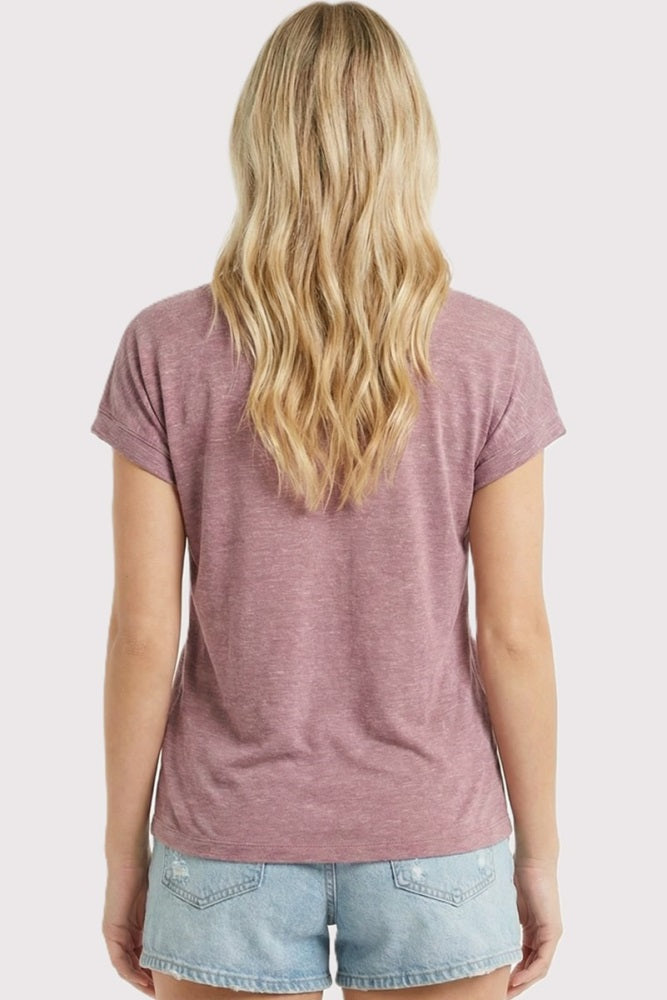 Mauve Slub Knit V-Neck Top