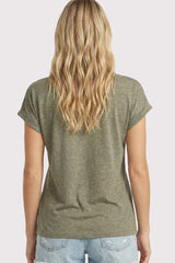 Olive Slub Knit V-Neck Top